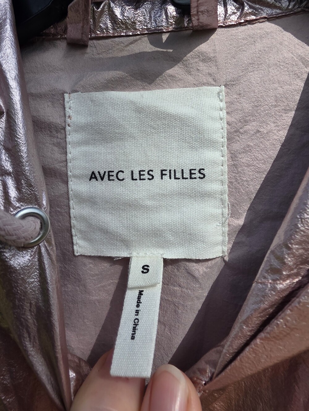 NWT Avec Les Filles Metallic Rain Jacket- S - Picture 2 of 13